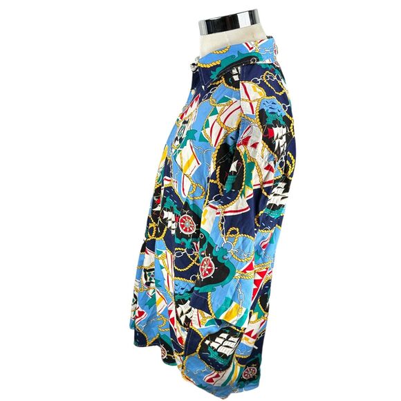 Vintage Tango Max Raab Shirt Men’s Large AOP Nautical Button Hawaiian Blue Gold - Picture 4 of 10